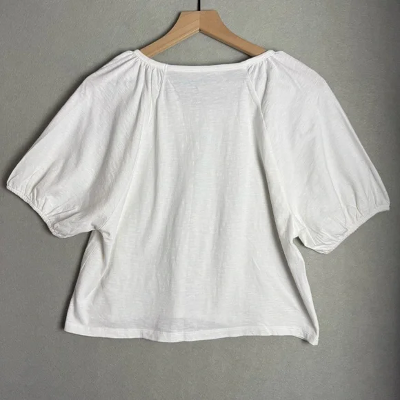 Brand New Aerie Bubble Sleeve T-Shirt Cropped Relaxed Fit White size S NWT - Picture 2 of 11